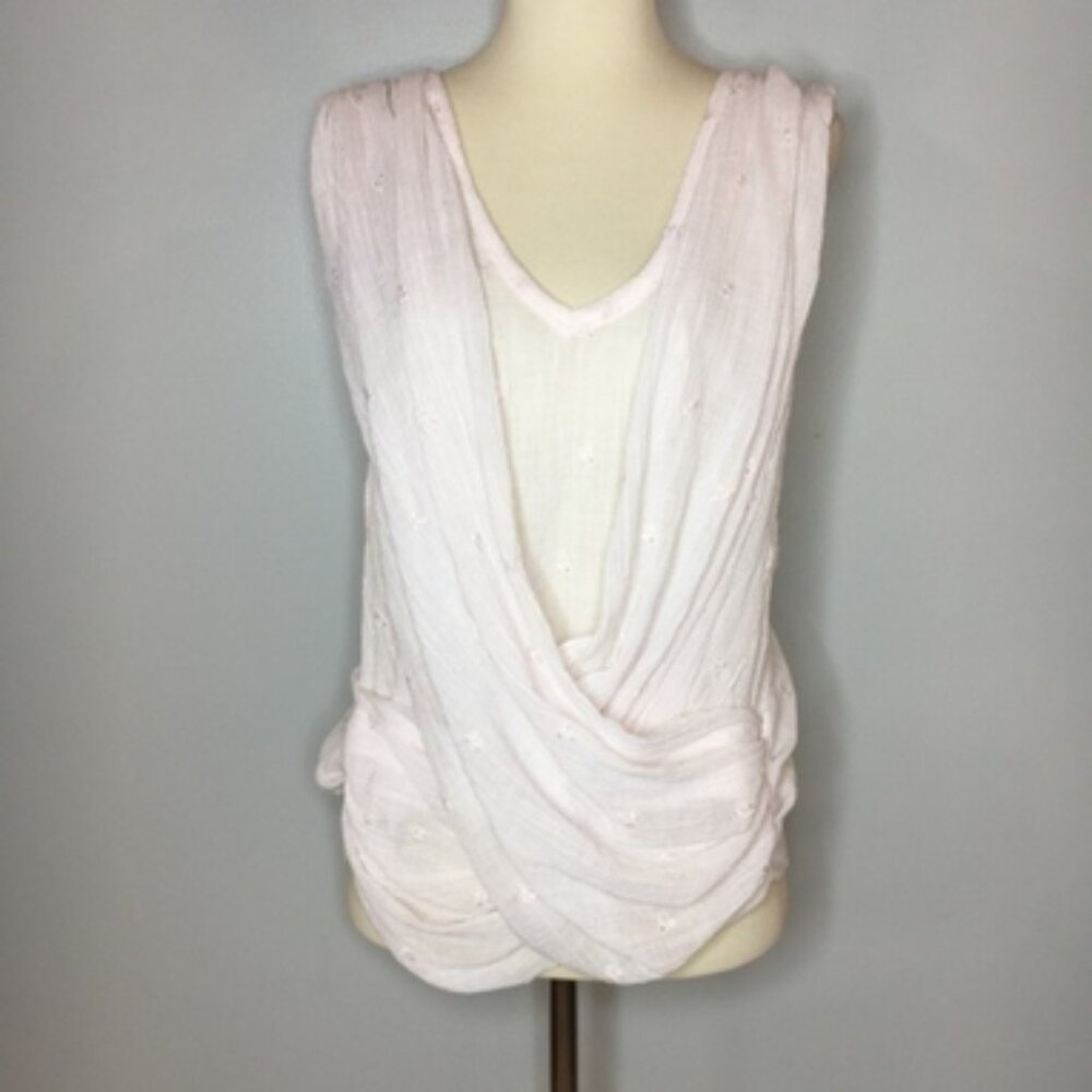 Free People sheer white layered gauze top size small